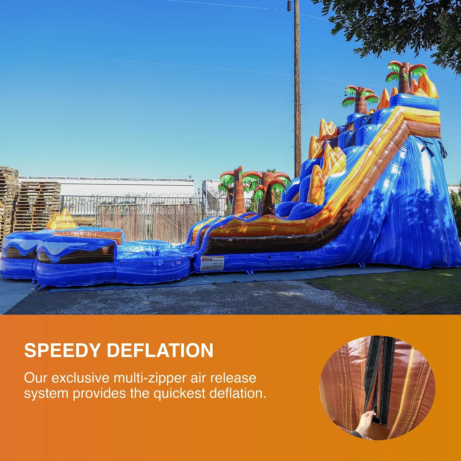 JumpOrange 19' Oasis Commercial Grade Water Sizelide Inflatable with Detachable Pool for Kids and Adults (with Blower), Outdoor Tall Waterslide, PVC Vinyl