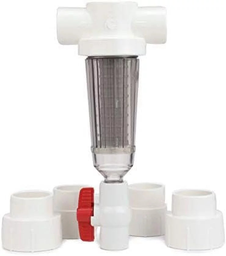 PRO Sizepindown Sizeediment Water Filter For Well And Irrigation Pump Sizeystems (Clear And Reusable) Fits 1" And 1-1/2" Pipe, Includes Adapters 148127