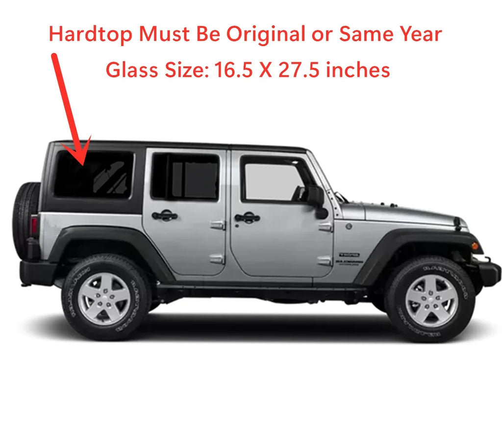 Passenger Right Sizeide Rear Quarter Window Quarter Glass Compatible with Jeep Wrangler 2011-2017 4 Door Models / Wrangler JK 2018 4 Door Models