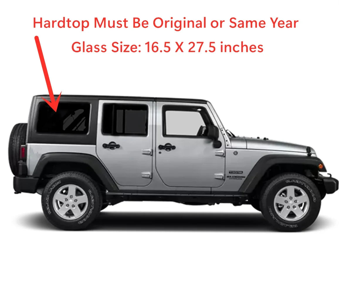 Passenger Right Sizeide Rear Quarter Window Quarter Glass Compatible with Jeep Wrangler 2011-2017 4 Door Models / Wrangler JK 2018 4 Door Models