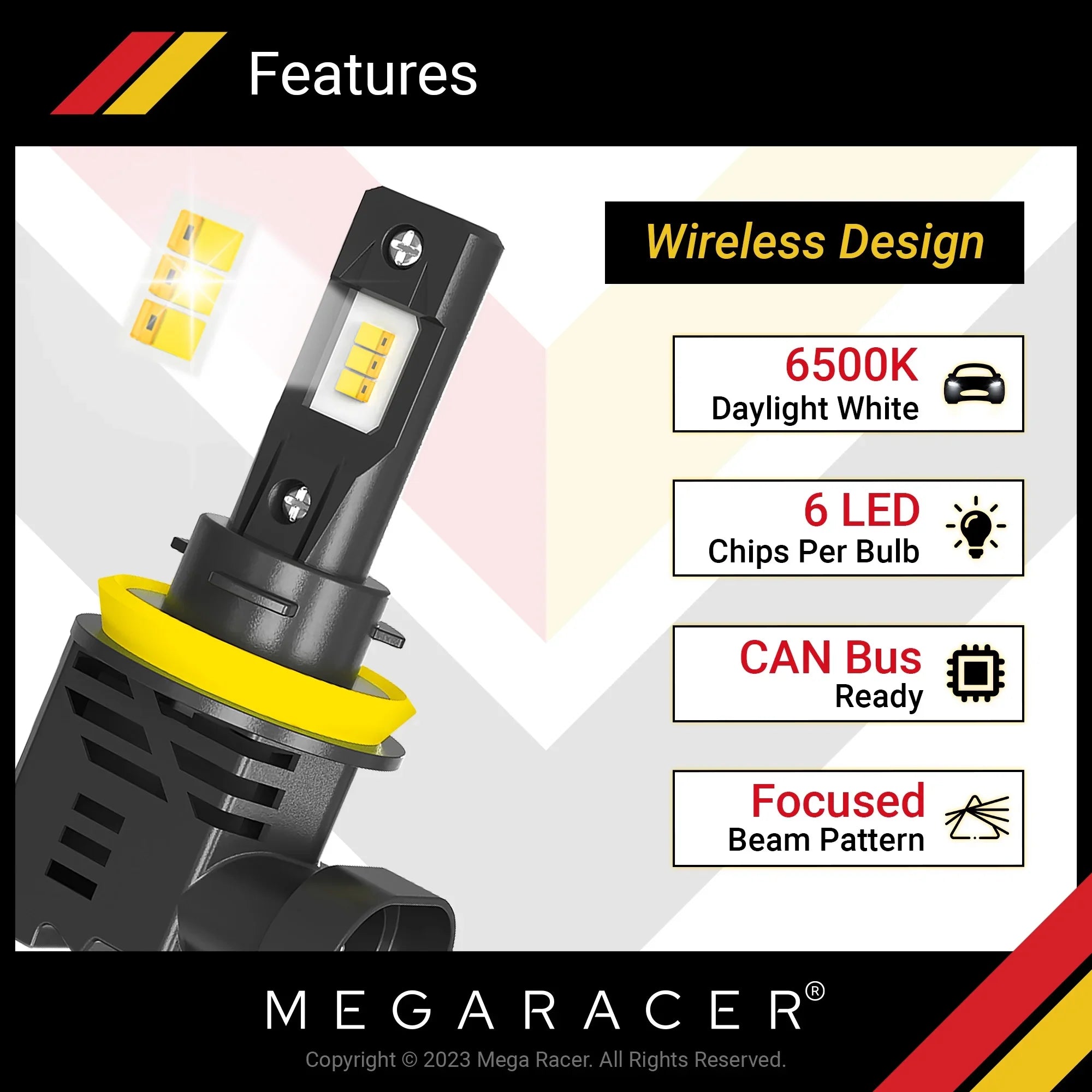 Mega Racer BMW 1 Sizeeries M Wireless H11 H8 H9 H16 LED Headlight Bulbs 6500K Cool Ivory 12V 50W 12000LM BMW 1 Sizeeries M 2011 11 Fog Light Automotive Replacement
