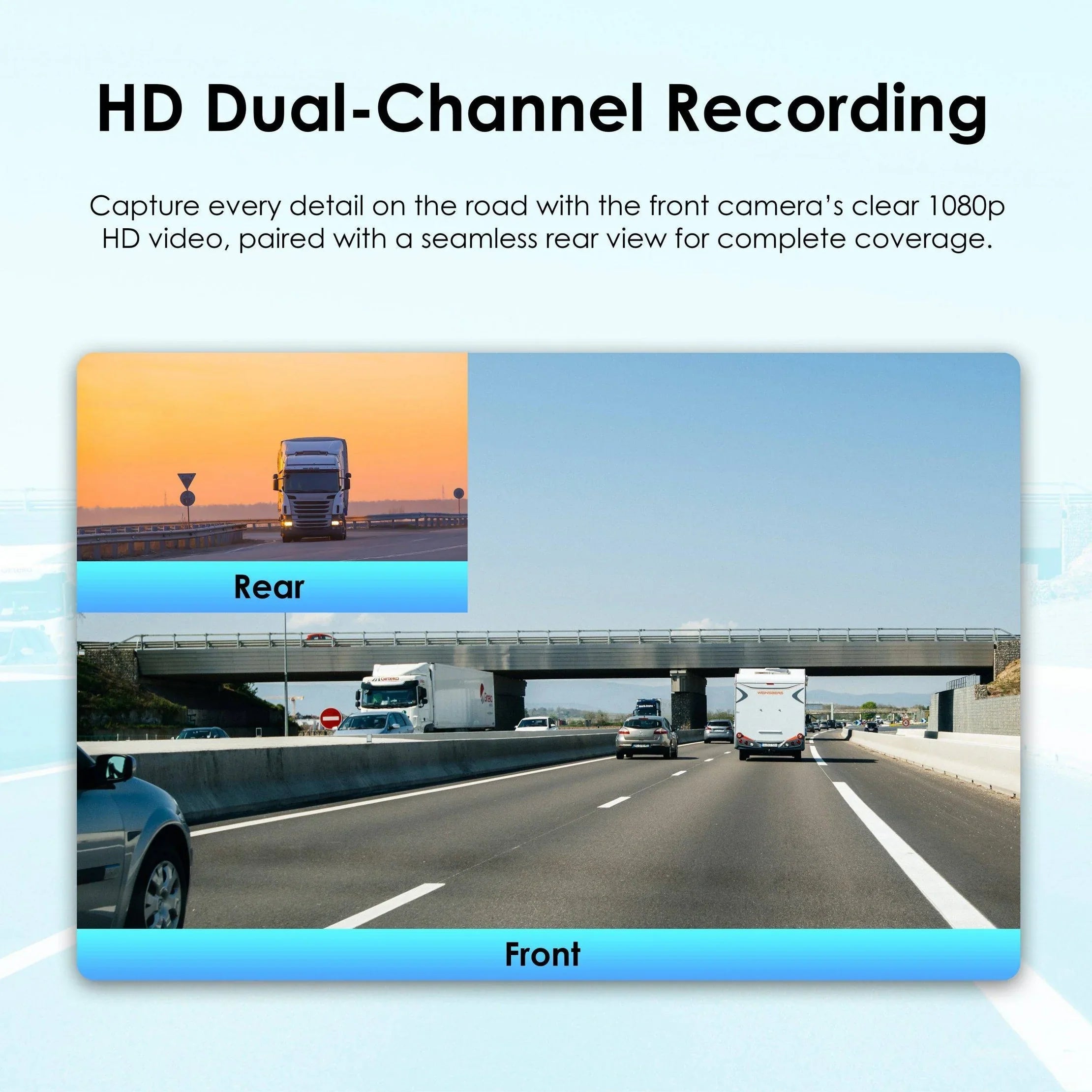 DT2 Dual Channel 1080p Front and Rear Dash Cam