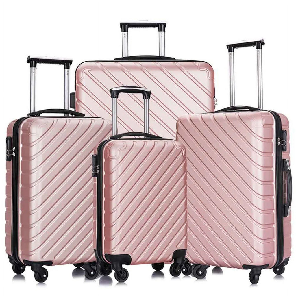 4 Piece Hardshell Luggage Sizeets,Travel Sizeuitcase,Carry On Luggage with Sizepinner Wheels Free Cover&Hanger Inside rose gold