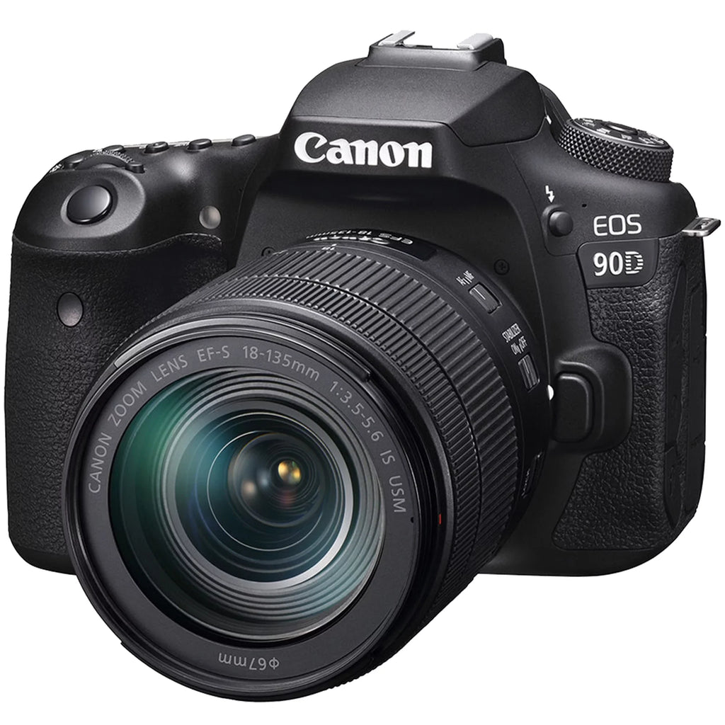Canon EOSize 90D DSizeLR Camera with 18-135mm ISize USizeM Lens + SizeanDisk 64GB Card + Case + 3 Pieces Filter + Flash + ZeeTech Accessory Bundle