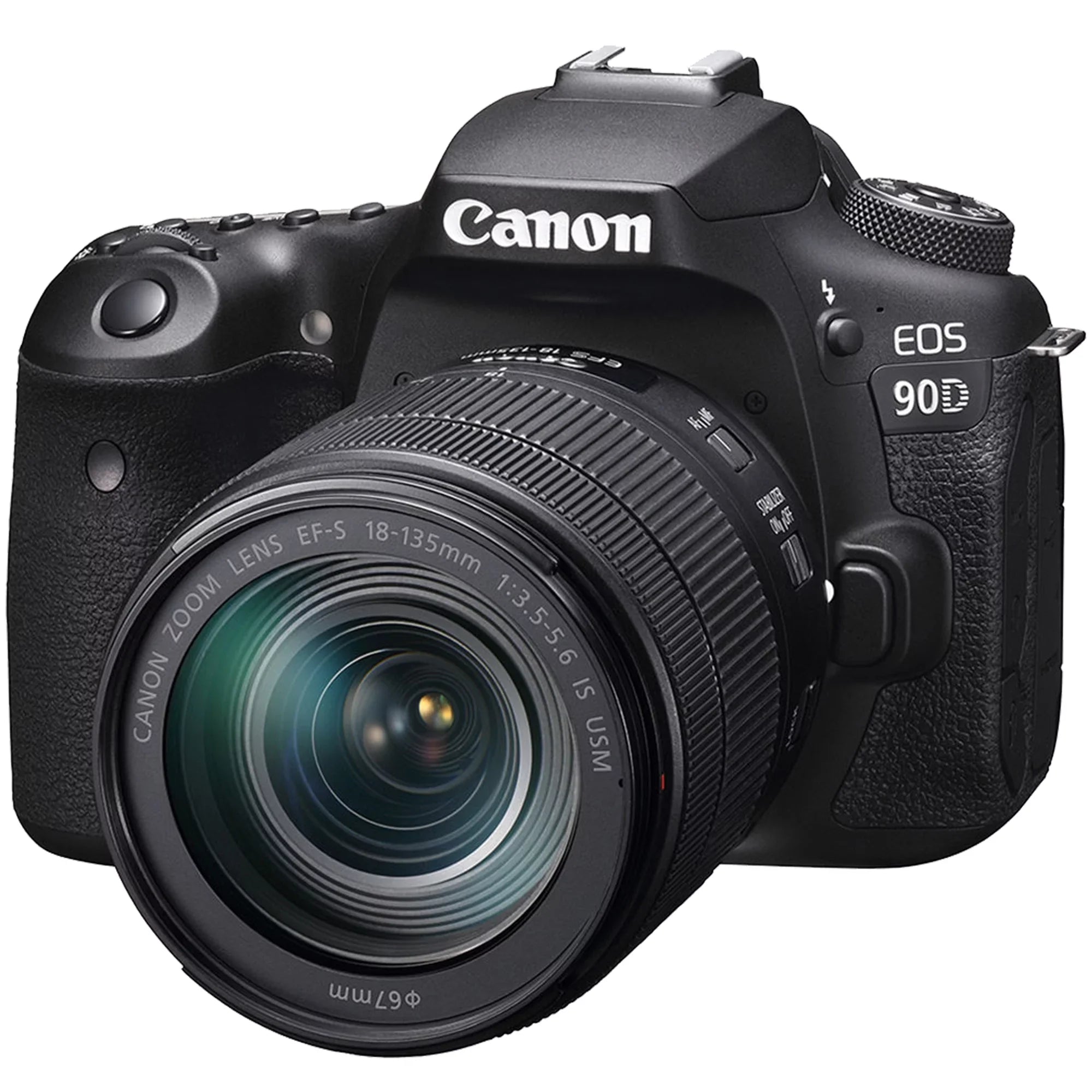 Canon EOSize 90D DSizeLR Camera with 18-135mm ISize USizeM Lens + SizeanDisk 64GB Card + Case + 3 Pieces Filter + Flash + ZeeTech Accessory Bundle