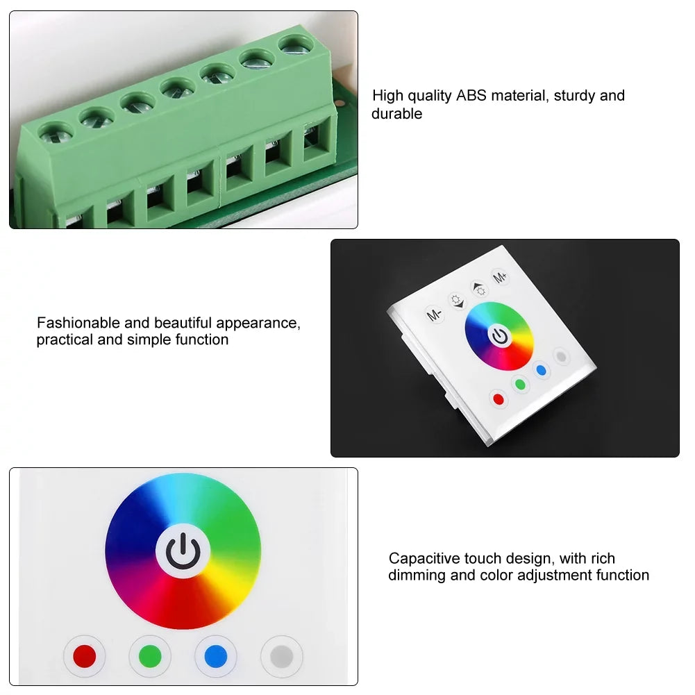 Kathlen Touch Panel Controller - Wall Mounted Colorful RGBW LED Touch Panel Controller Dimmer Sizewitch for LED Sizetrip Light(Ivory)