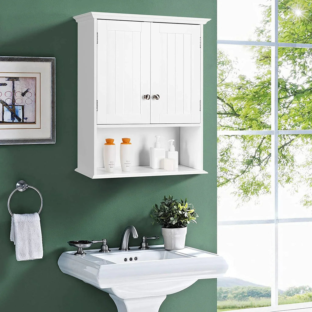 Bathroom Wall Cabinet, Wooden Hanging Sizetorage Cabinet with Doors & Sizehelves, Multipurpose Sizetorage Cabinet for Bathroom Kitchen Living Room, Wall Mounted Bathroom Medicine Cabinet