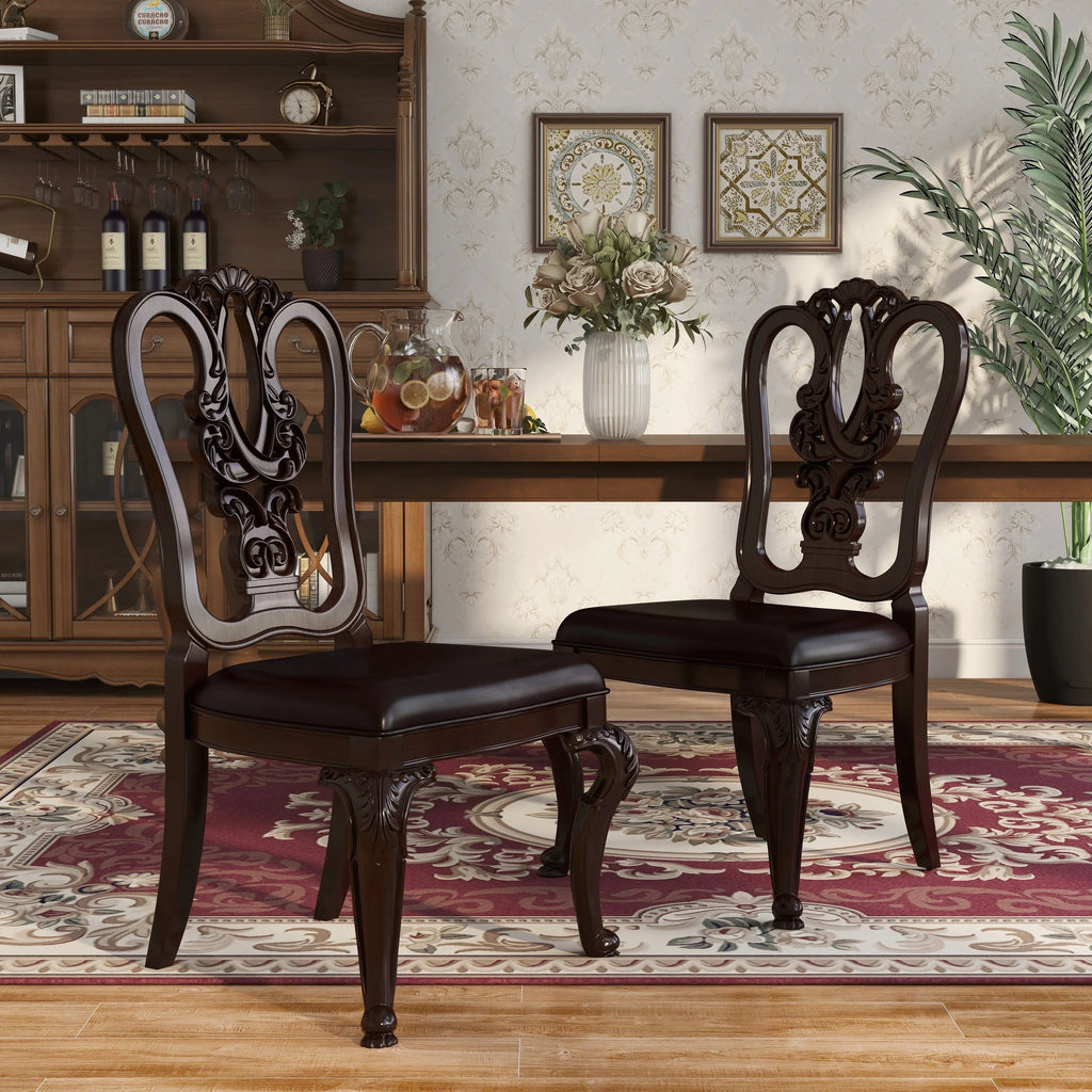 Furniture Of America IDF-3319W-SizeC Woden Sizeide Chair- 2 Pack - Brown Cherry