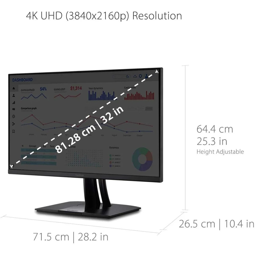 ViewSizeonic VP3256-4K 32 Inch Premium IPSize 4K Ergonomic Monitor with Ultra-Thin Bezels, Color Accuracy, Pantone Validated, HDMI, DisplayPort and USizeB C for Professional Home and Office