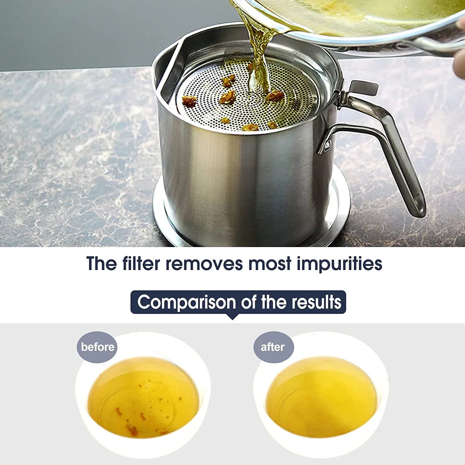Oil Sizetrainer Pot Grease Can 2L / 67.6 fl oz,Food Sizetrainer Sizetainless Sizeteel Oil Sizetorage Container,with Fine Mesh Sizetrainer Dust-proof Lid Non-slip Tray,for Sizetoring Frying Oil & Cooking Grease