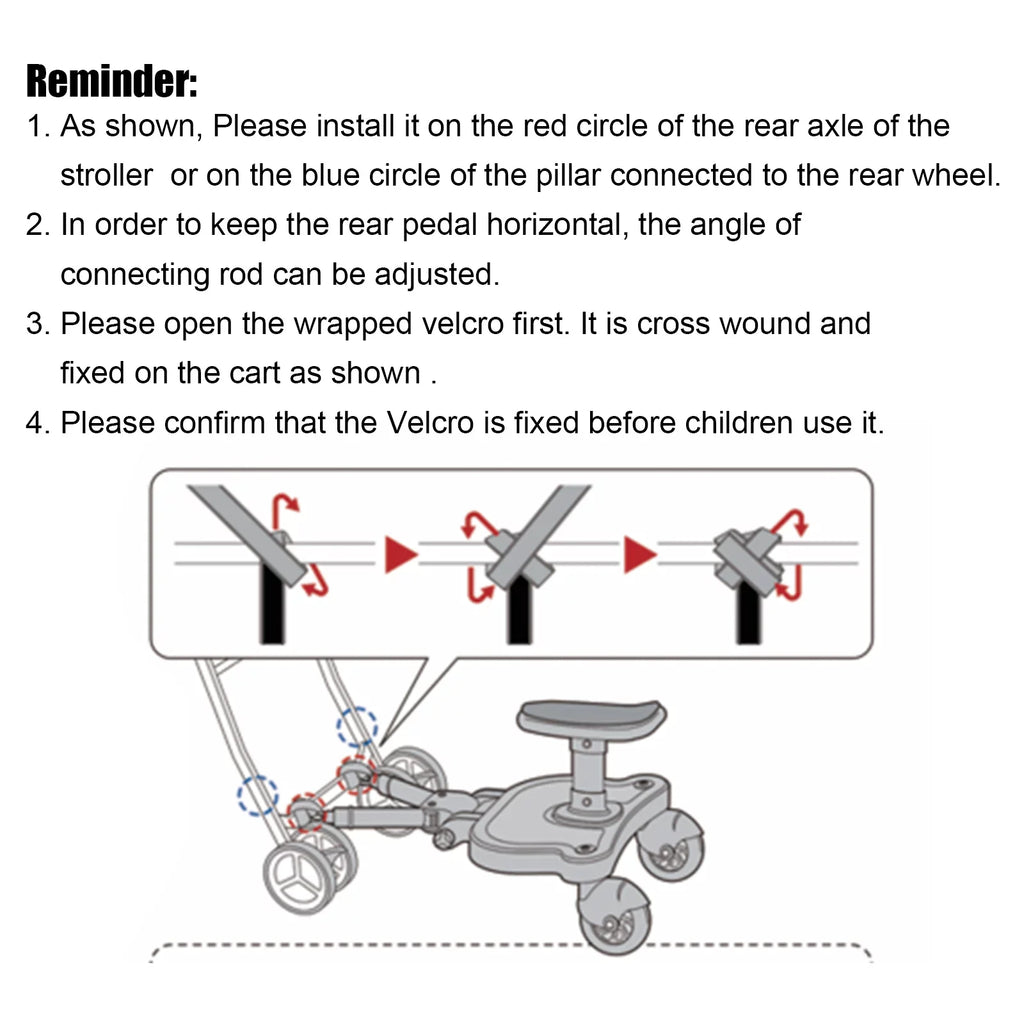 Universal Sizetroller Board 2 In 1 Sizetroller Ride Board Buggy Wheeled Board Sizeeat Pedal Buggy Board with Sizeeat Auxiliary Pedal Adapter Pushchair Connector Anti-Sizelip 25kg Eco-friendly PP