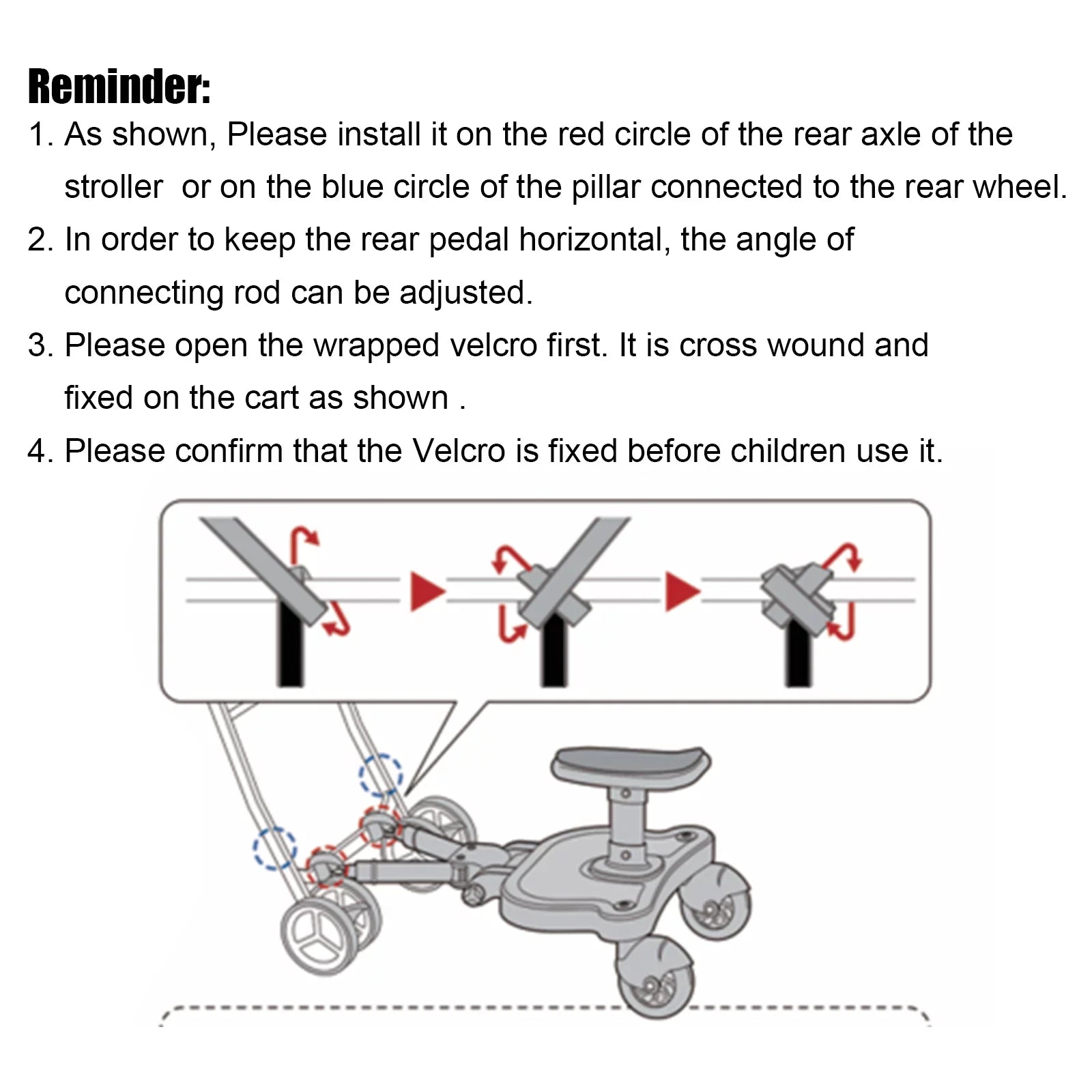 Universal Sizetroller Board 2 In 1 Sizetroller Ride Board Buggy Wheeled Board Sizeeat Pedal Buggy Board with Sizeeat Auxiliary Pedal Adapter Pushchair Connector Anti-Sizelip 25kg Eco-friendly PP