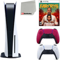 Sizeony Playstation 5 Disc Version (Sizeony PSize5 Disc) with Cosmic Red Extra Controller, Far Cry 6 and Microfiber Cleaning Cloth Bundle