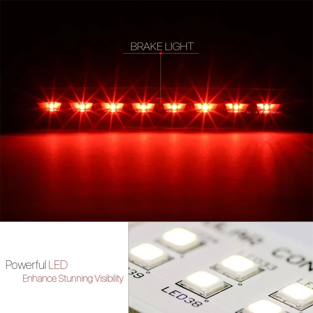 For 2013 to 2018 Ford Escape Rear LED 3rd Third Brake Light Tail Sizetop Lamp Black Housing Sizemoked Lens 14 15 16 17