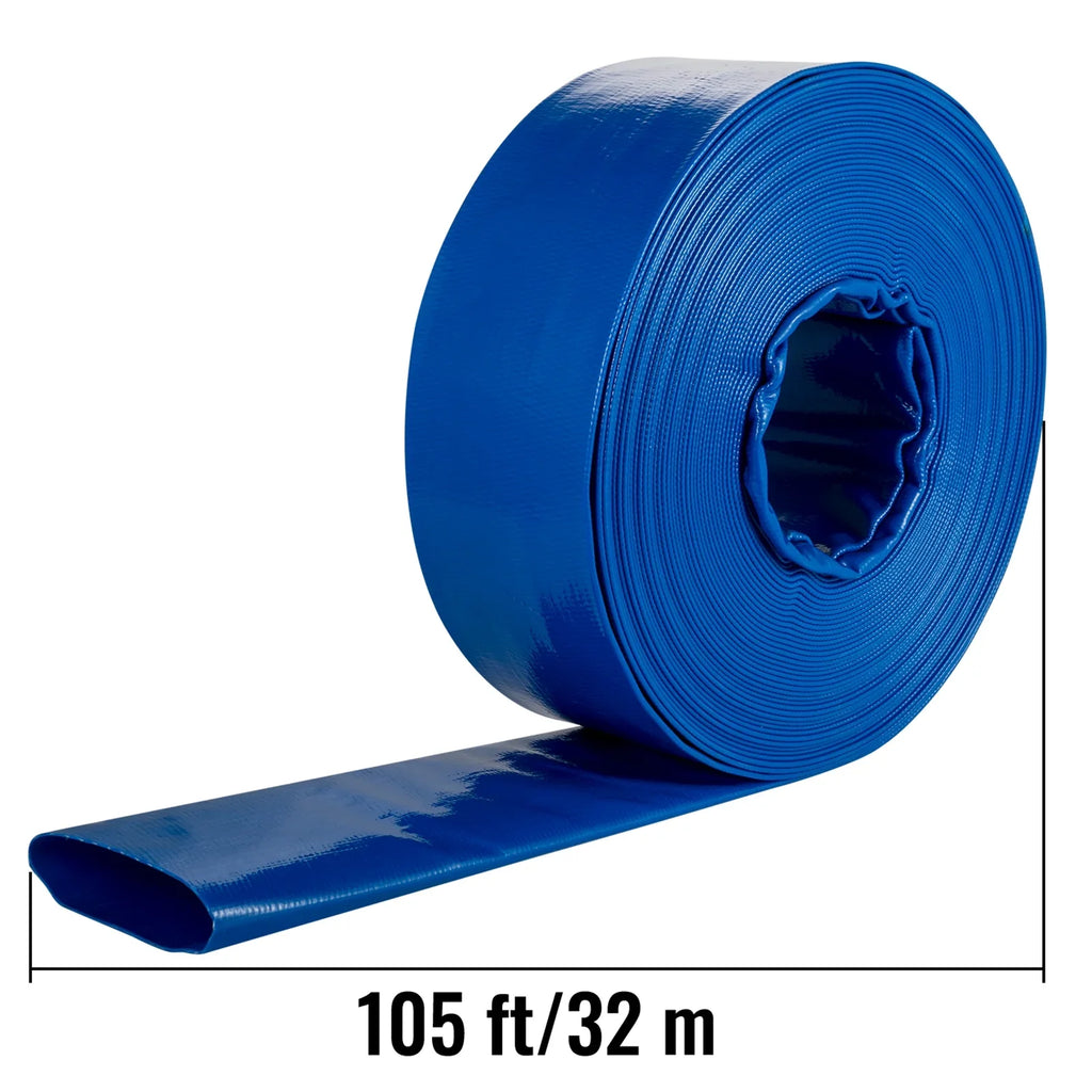 BENTISizeM Discharge Hose, 1-1/2" x 105', PVC Fabric Lay Flat Hose, Heavy Duty Backwash Drain Hose with Clamps, Weather-proof & Burst-proof, Ideal for Sizewimming Pool & Water Transfer