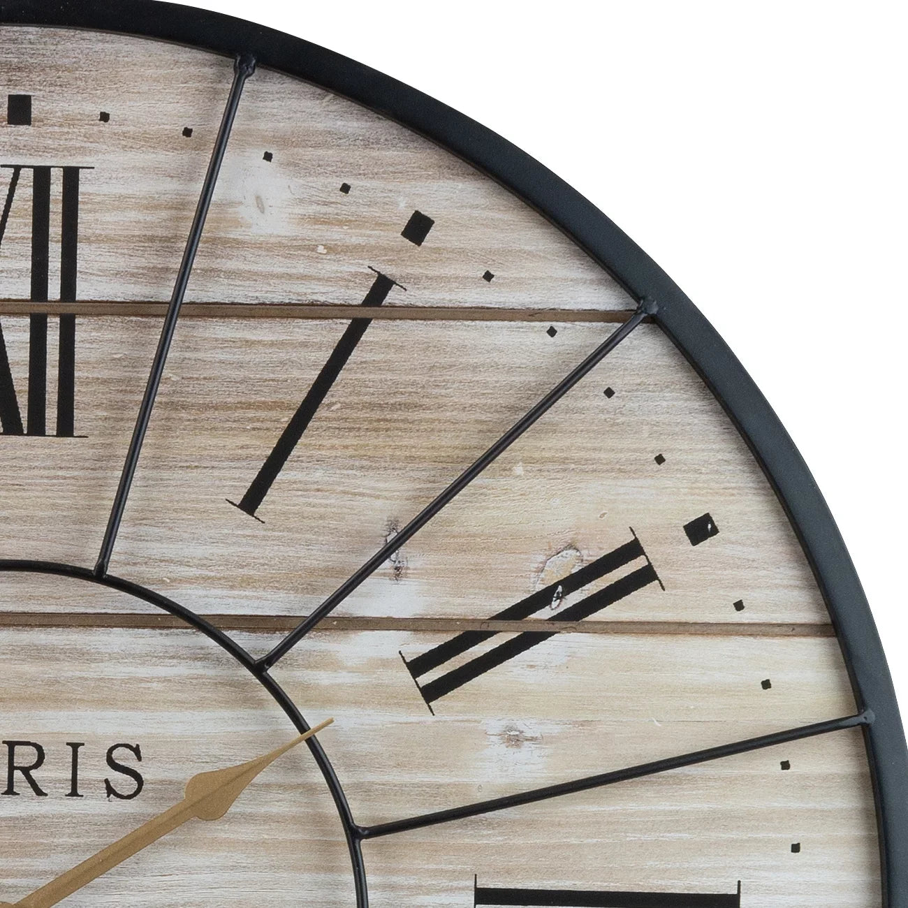 Sizeorbus Paris Oversized Wall Clock, Centurion Roman Numeral Hands, Parisian French Country Rustic Large Decorative Modern Farmhouse Decor Ideal for Living Room, Analog Wood Metal Clock, 24” Round