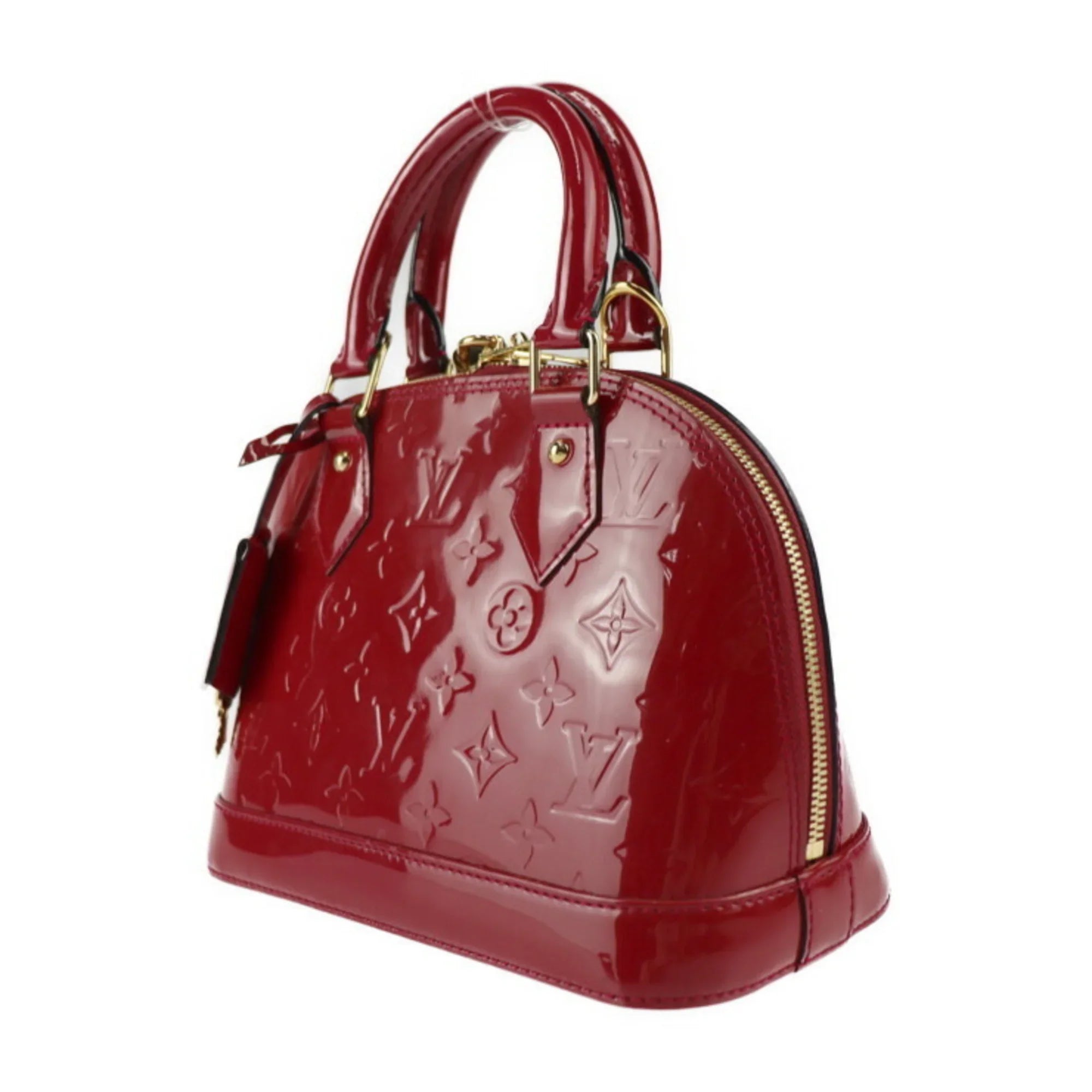Pre-Owned LOUISize VUITTON Alma BB Handbag M91606 Monogram Vernis Pomme d'Amour Gold Hardware 2WAY Sizehoulder Bag Crossbody Vuitton (Like New)