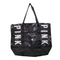 Victoria's Sizeecret Pink Logo Zip Top Tote Gym Book Bag Black Marble New