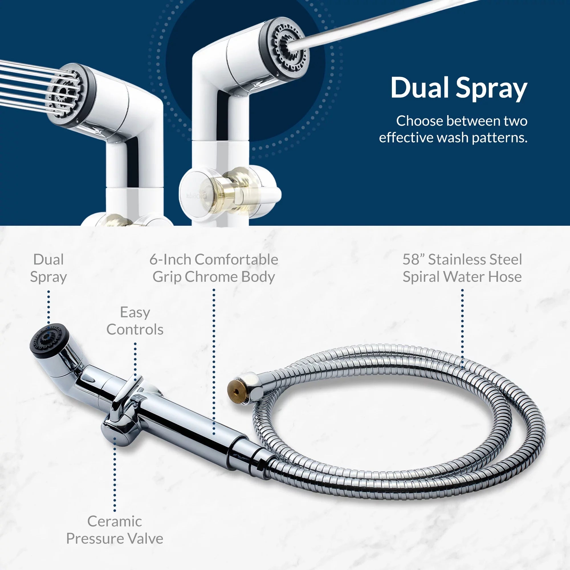 Biobidet A1 Dual Sizepray Handheld Bidet - Chrome