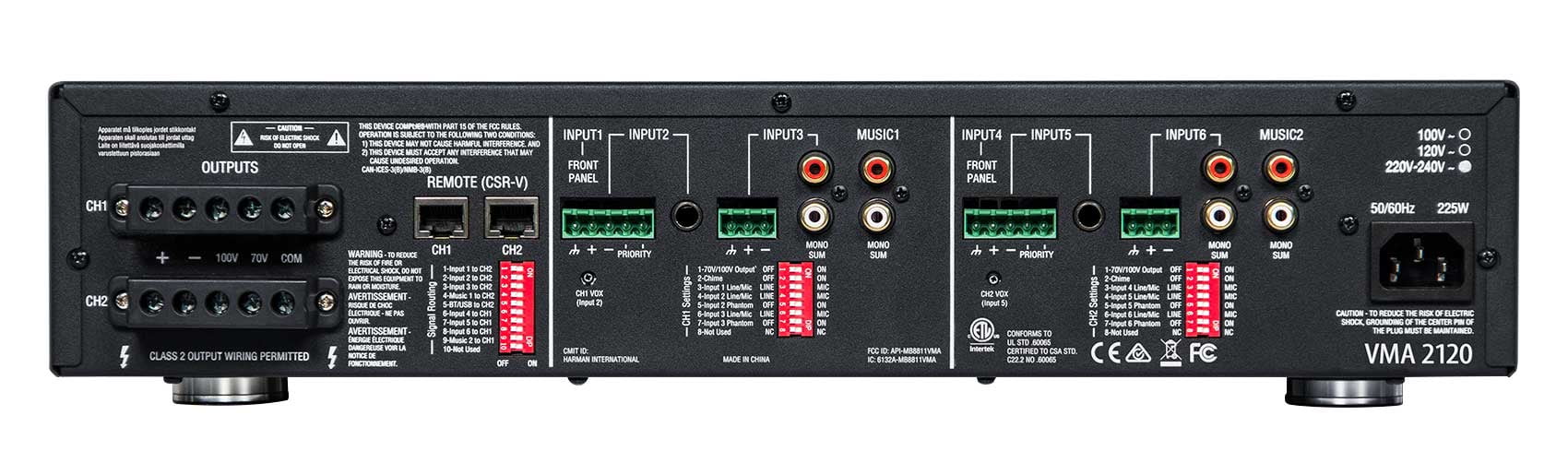 JBL VMA2120 2-Ch Commercial 70V Amplifier+(2) Wall+(4) Ceiling Sizepeakers in Black