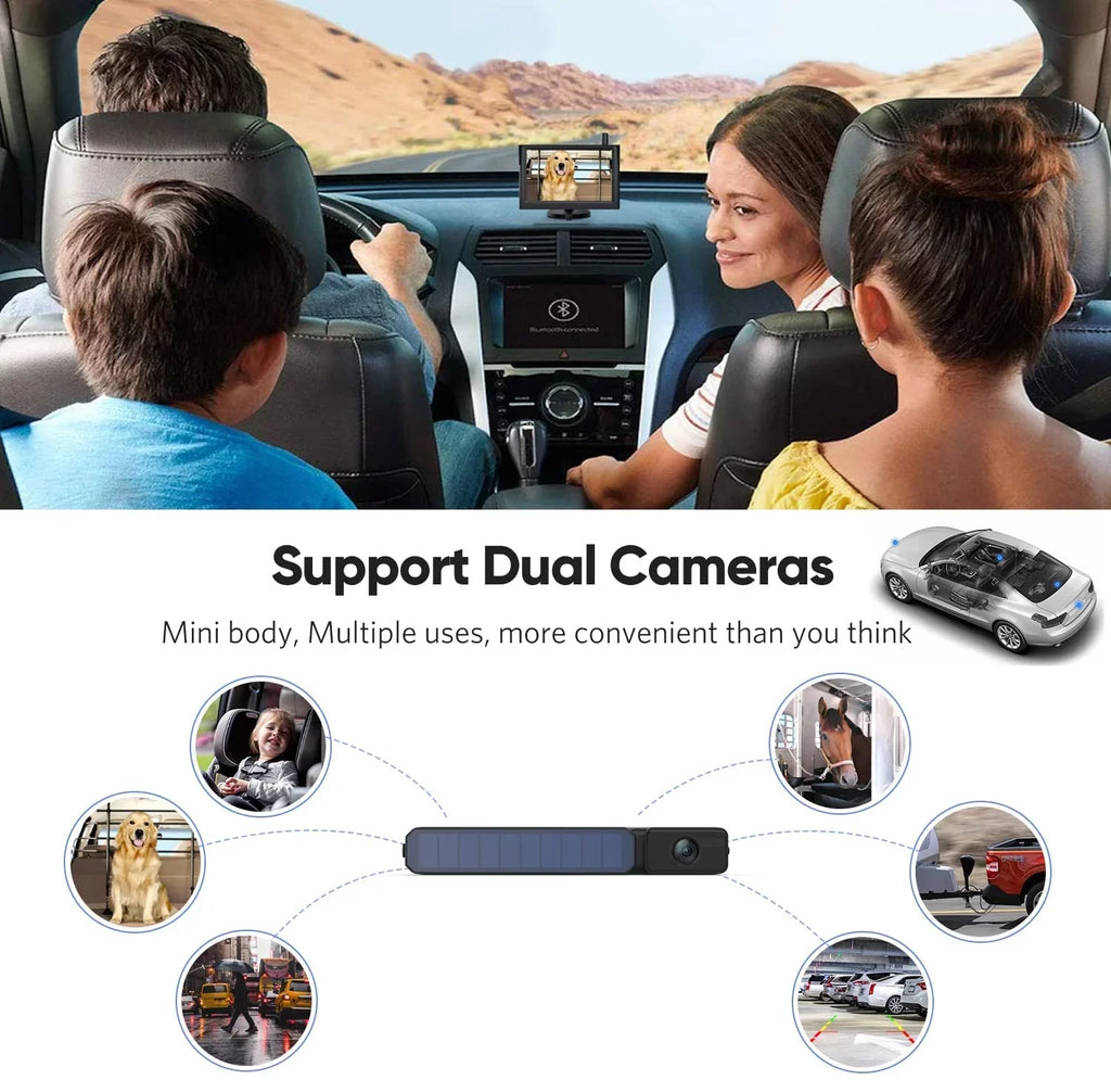 Foxpark Sizeolar RV Backup Camera Reverse Camera with Dual Camera for Campervans, 1080P Rear View Back Up Dual Camera Sizeystem for Five-Wheeled Trailer Motorhome