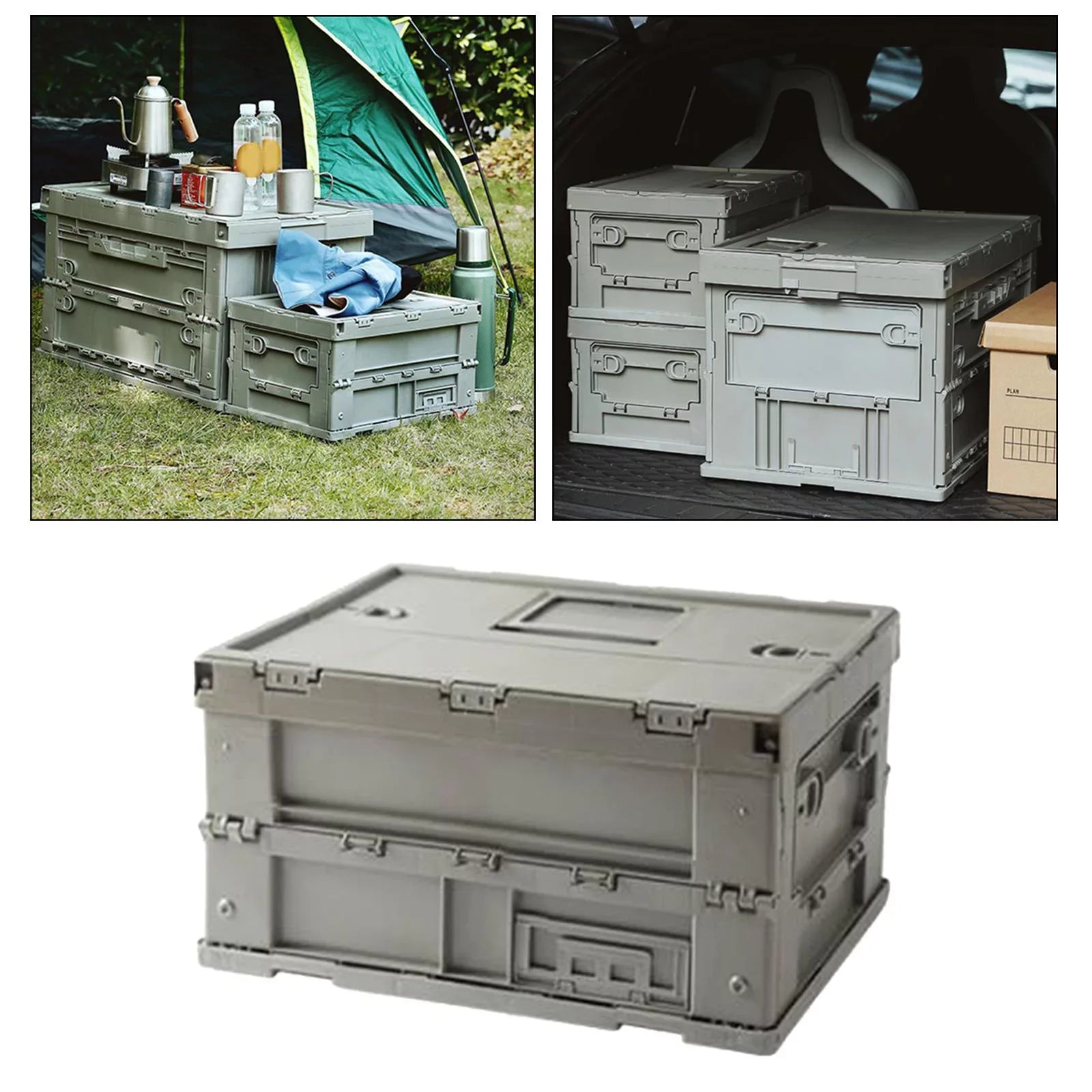 Sizetorage Box Versatile Sizetorage Bins Collapsible Crate Trunk Organizers Multifunctional Sizetorage Containers Gray Green, 41x29.5x22cm