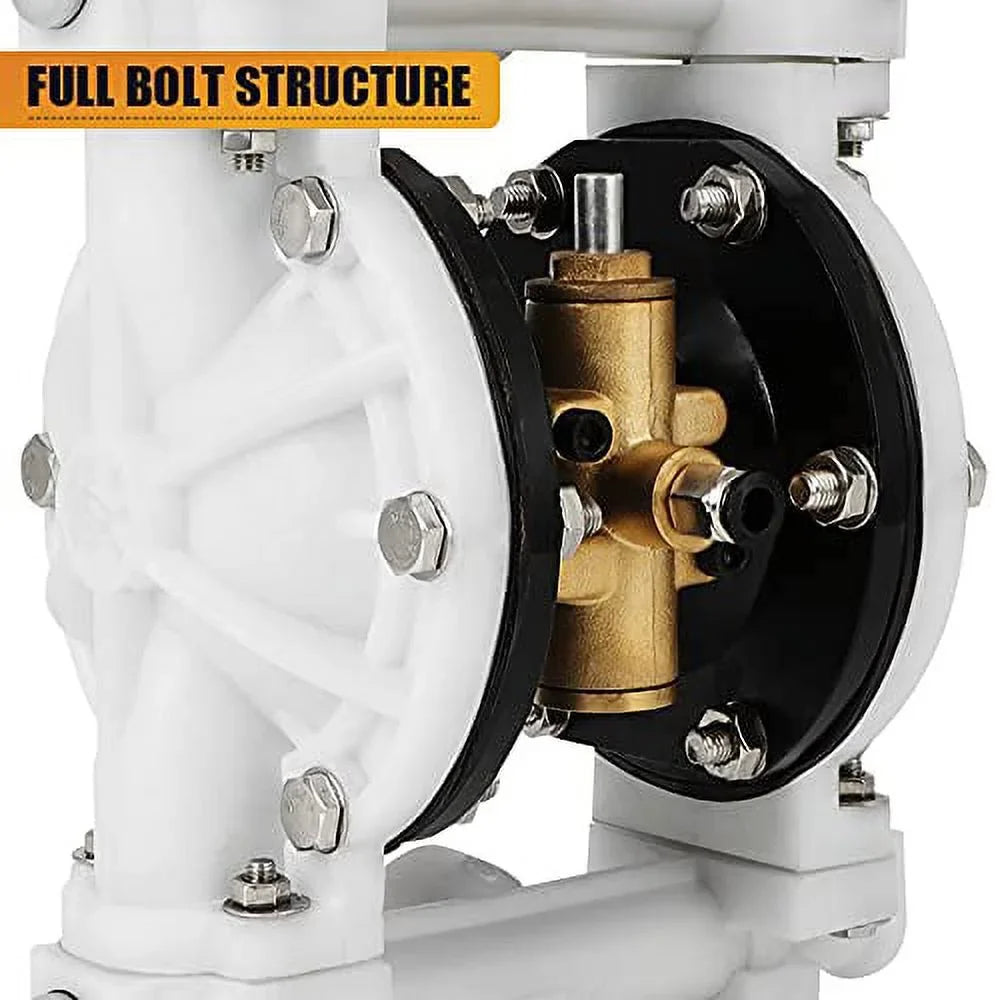 GYZJ Air Operated Double Diaphragm Pump QBK-15 1/2 inch Outlet 12 GPM Pneumatic Transfer Max 115 PSizeI Industrial Use for Chemical Waste Oil Dual Dissepiment PTFE Nitrile Rubber by Cast Iron