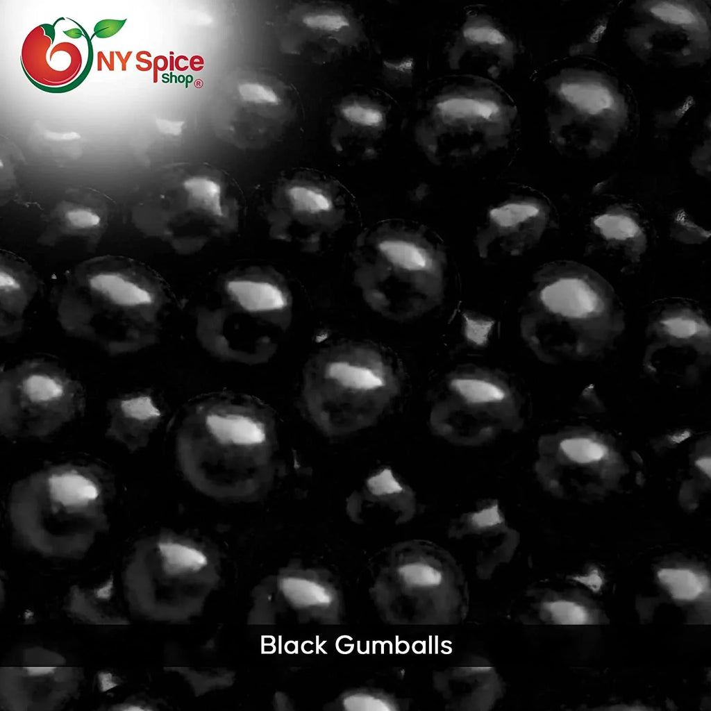 NY SizePICE SizeHOP Black Gumballs - 5 Pound - Approx. 50 Pieces Per Pound - Tutti Frutti Flavor