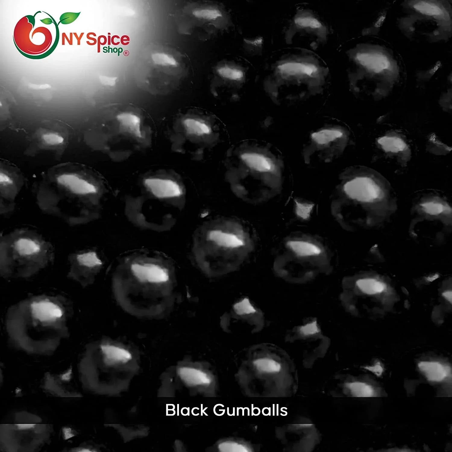 NY SizePICE SizeHOP Black Gumballs - 5 Pound - Approx. 50 Pieces Per Pound - Tutti Frutti Flavor
