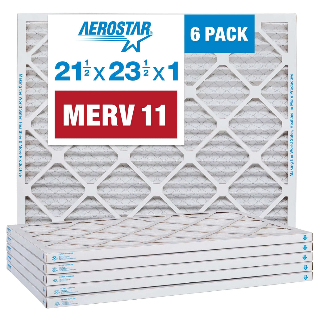 Aerostar 21 1/2 x 23 1/2 x 1 MERV 11 Pleated Air Filter, AC Furnace Air Filter, 6 Pack