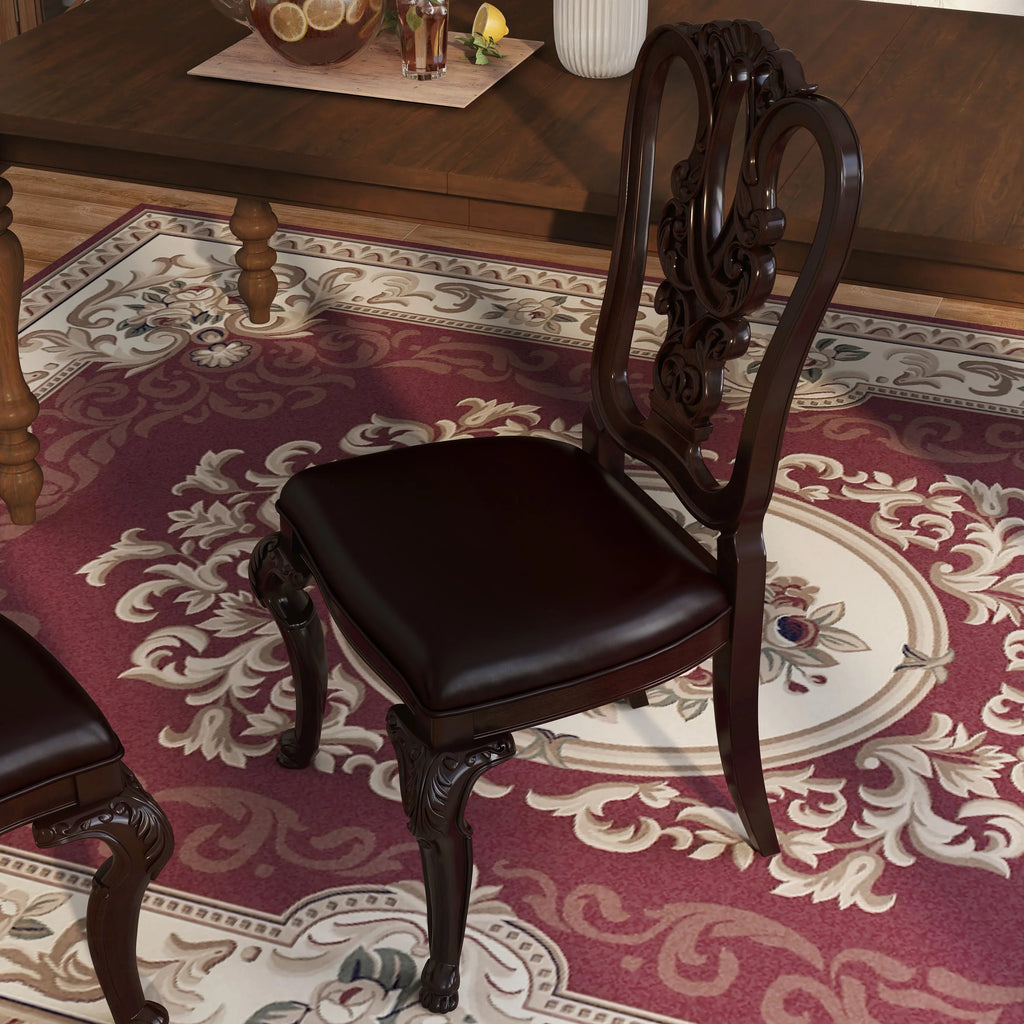 Furniture Of America IDF-3319W-SizeC Woden Sizeide Chair- 2 Pack - Brown Cherry