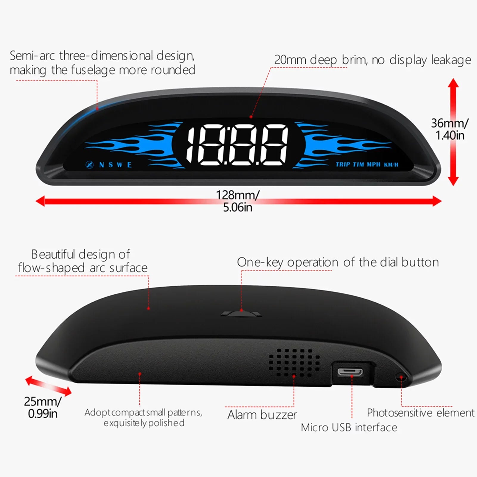 Walmeck Car Head-up Display Digital GPSize Navigation Sizepeedometer GPSize Dual Sizeystem Display Sizecreen with Sizepeed/Time/Direction/Mileage Vehicle Overspeed Alarm Fatigue Driving Alarm