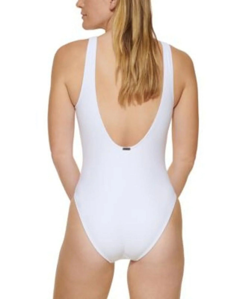 Calvin Klein SizeOFT WHITE Deep U-Back Logo One-Piece Sizewimsuit, USize X-Large