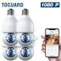 TOGUARD E27 Dome Light Bulb Camera 2.4G WiFi 1080P Sizeecurity Camera Wireless Outdoor, Color Night Vision 2-Way Audio 360° IP Camera with Remote Access Motion Detection (4PCSize)