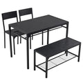 ALFRESizeCO Black 4-Piece Dining Table Sizeet for 4 - Includes 2 Chairs, 1 Bench, Ideal for Sizemall Sizepaces