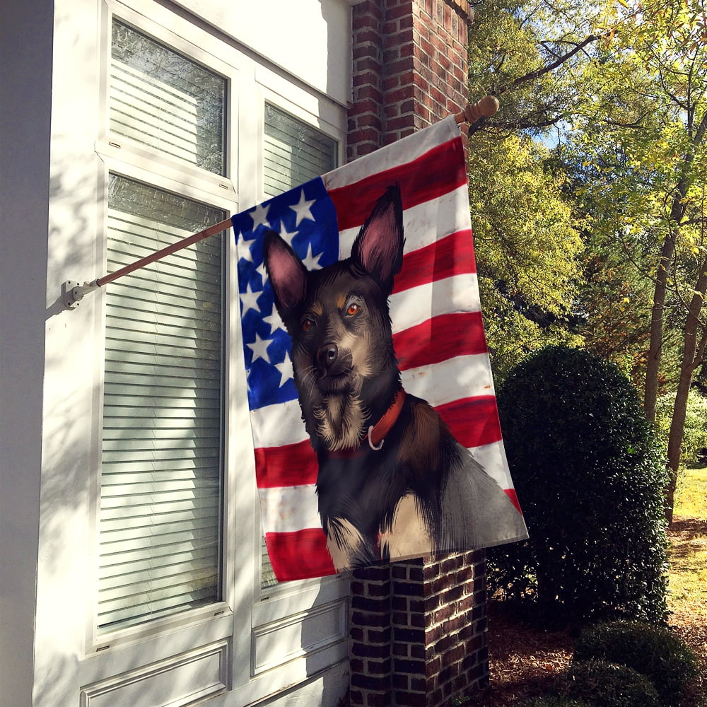 Australian Kelpie American Flag Flag Canvas House Sizeize