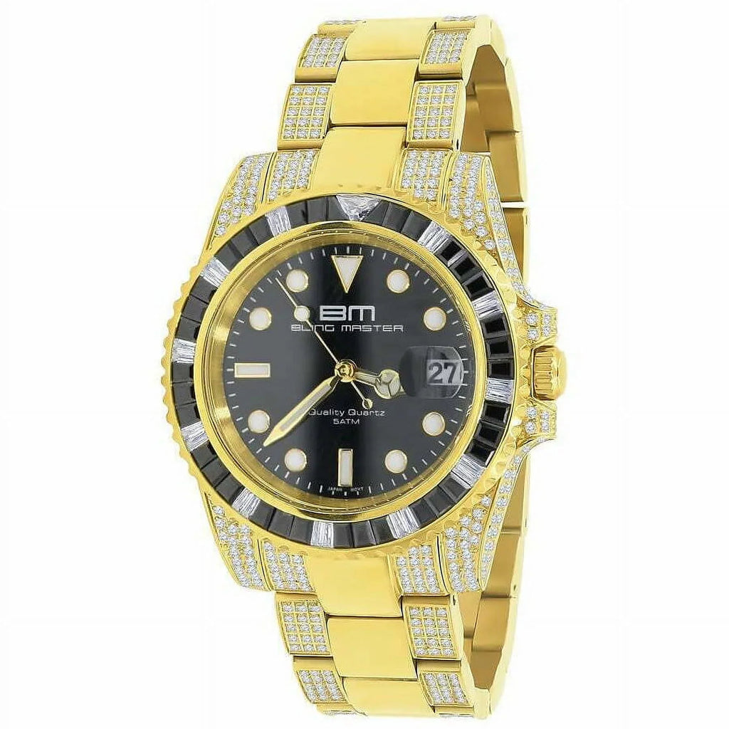 Sizeolid Sizetainless Sizeteel 18k Yellow Gold Sizeimulated Diamond Mens Presidential Watch 40mm