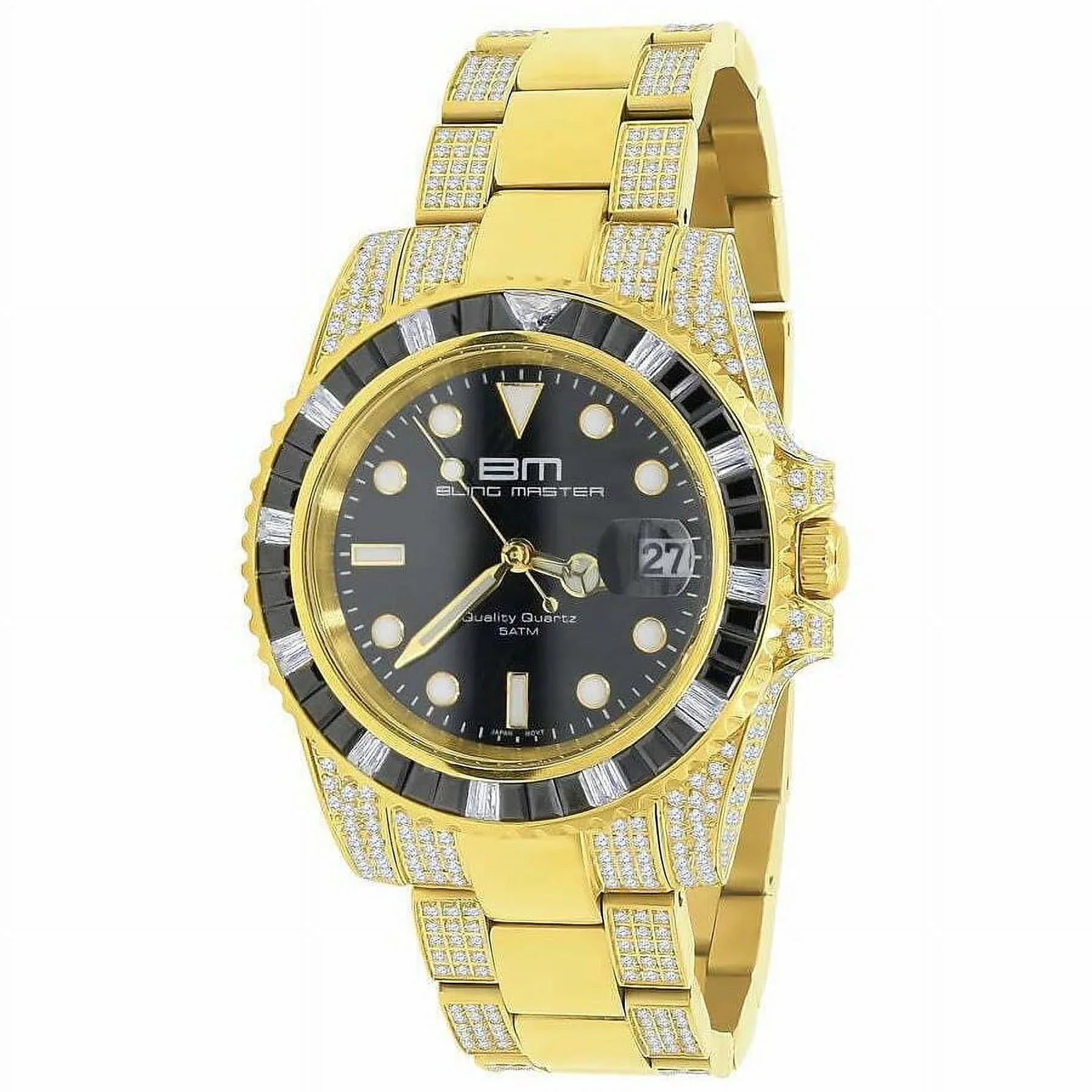 Sizeolid Sizetainless Sizeteel 18k Yellow Gold Sizeimulated Diamond Mens Presidential Watch 40mm