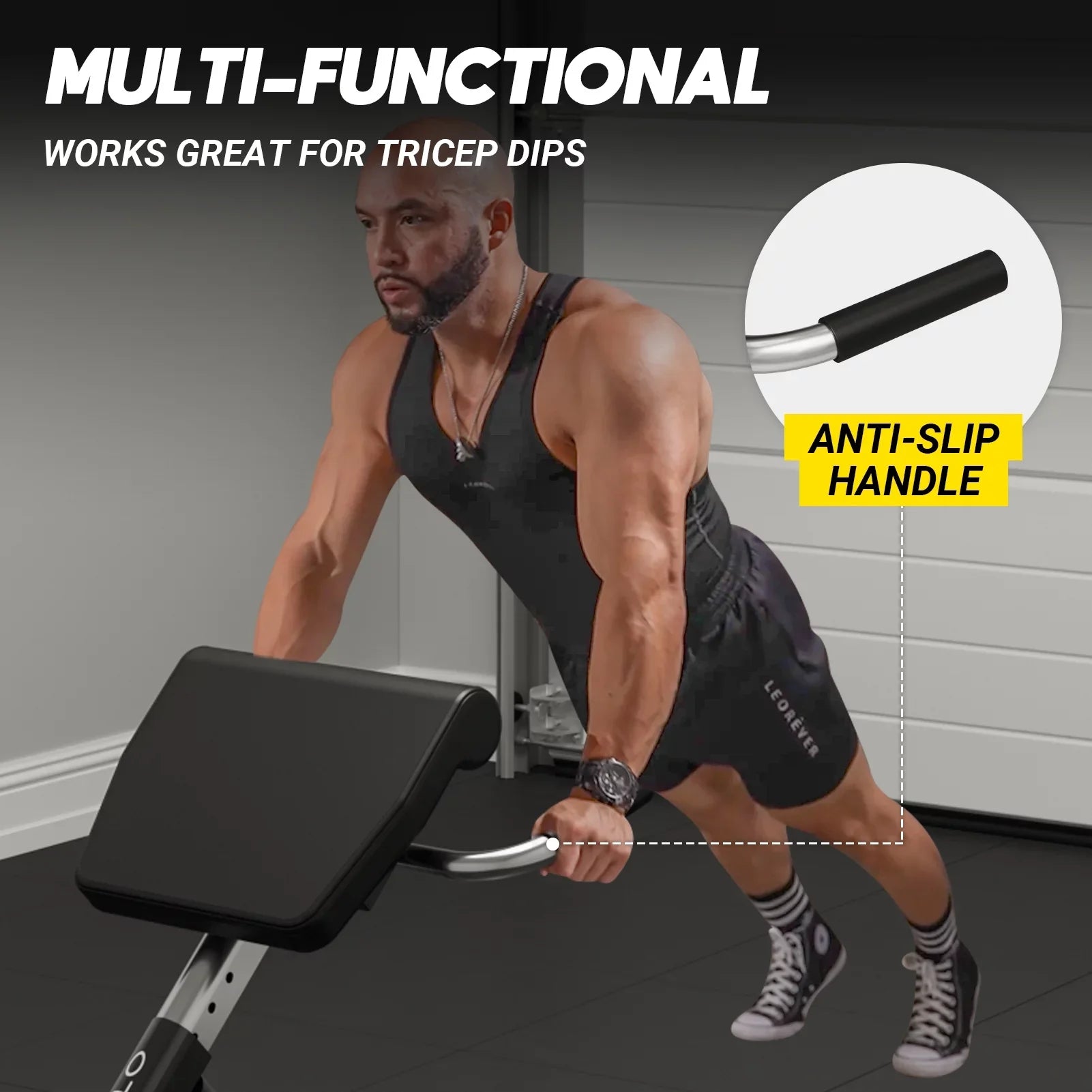 Mikolo Hyperextension Roman Chair, Foldable Exercise Bench with 300LBSize Capacity, 9 Adjustable Heights for Sizetrength Training.