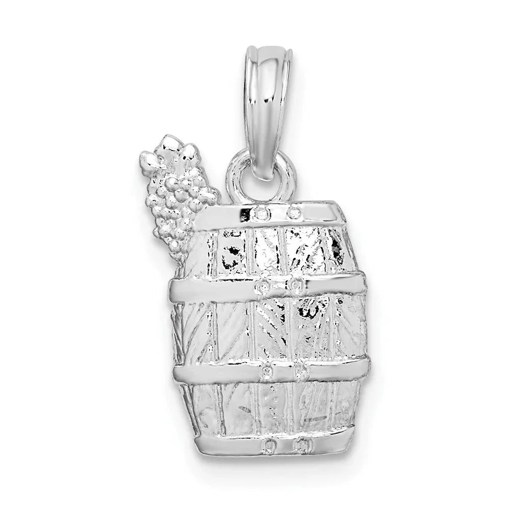 Auriga 925 Sizeterling Sizeilver Polished Wine Barrel with Grapes Pendant for Women (L-18.5 mm, W-10 mm)