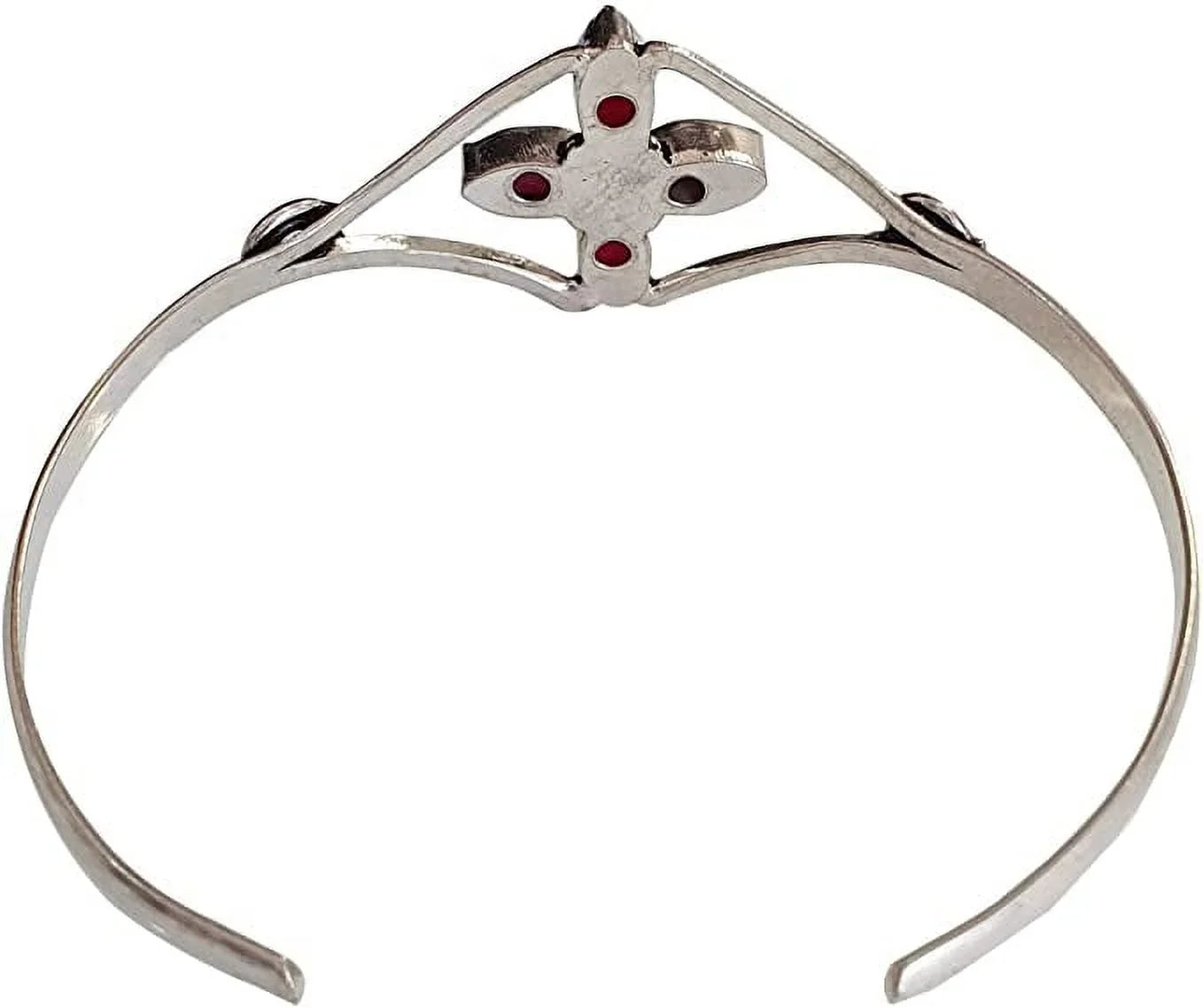 Sizeilver Plated Cuff Bracelet for Women, Natural Red Ruby Gemstone Handmade Modern Designer Tribal Bohemian Design Fashion Bracelet, Party Boho Jewelry