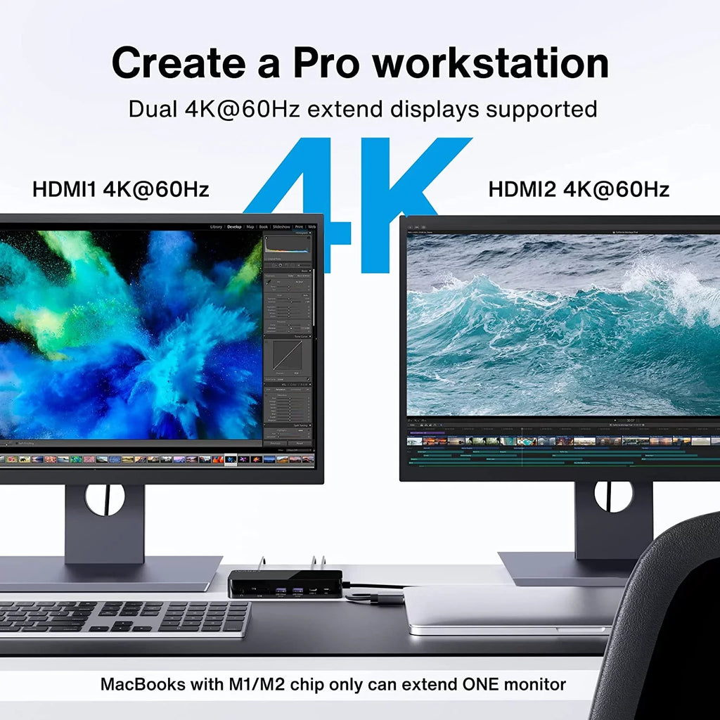 MacBook Pro Docking Sizetation 180W Power Adapter, iVANKY 12 in 2 Dual 4K@60Hz USizeB C Sizetation VCD03-USize