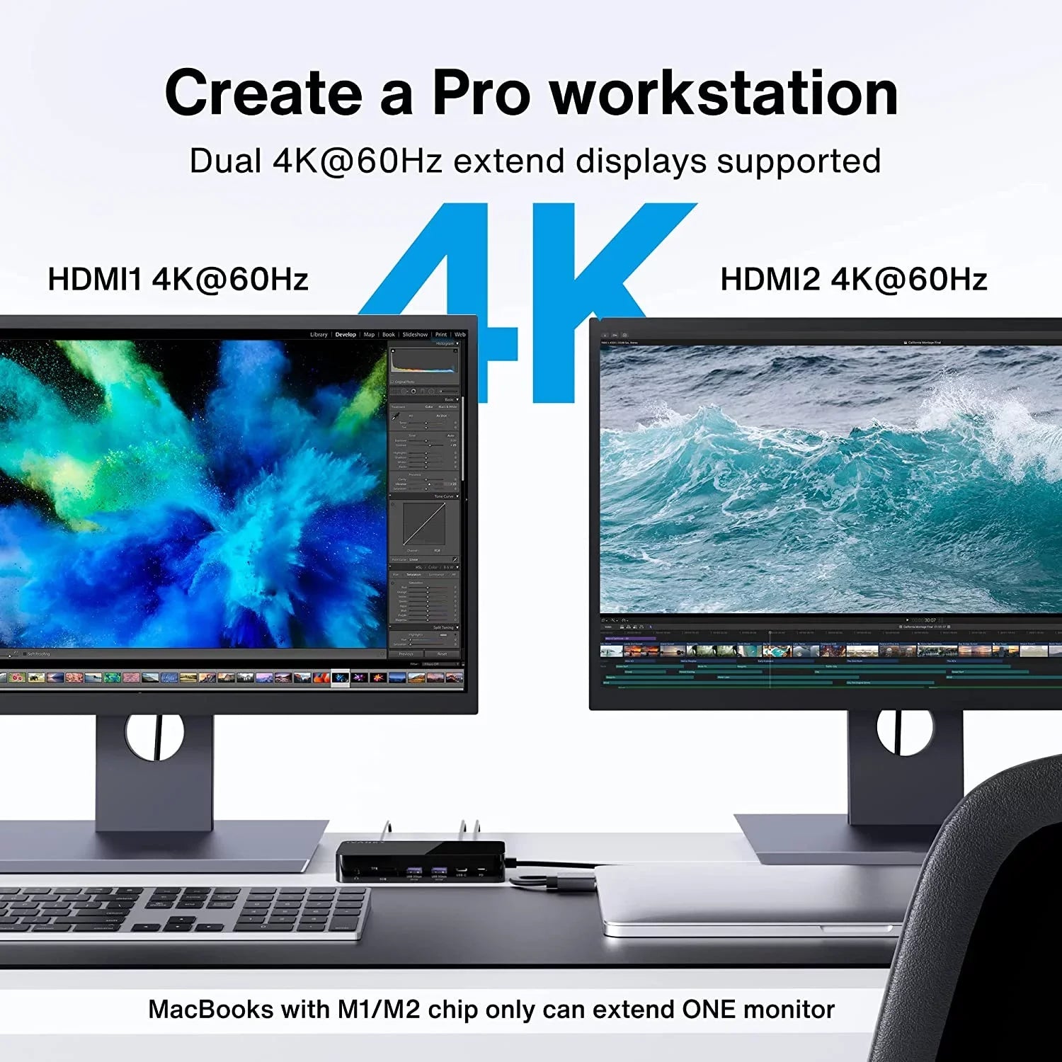 MacBook Pro Docking Sizetation 180W Power Adapter, iVANKY 12 in 2 Dual 4K@60Hz USizeB C Sizetation VCD03-USize