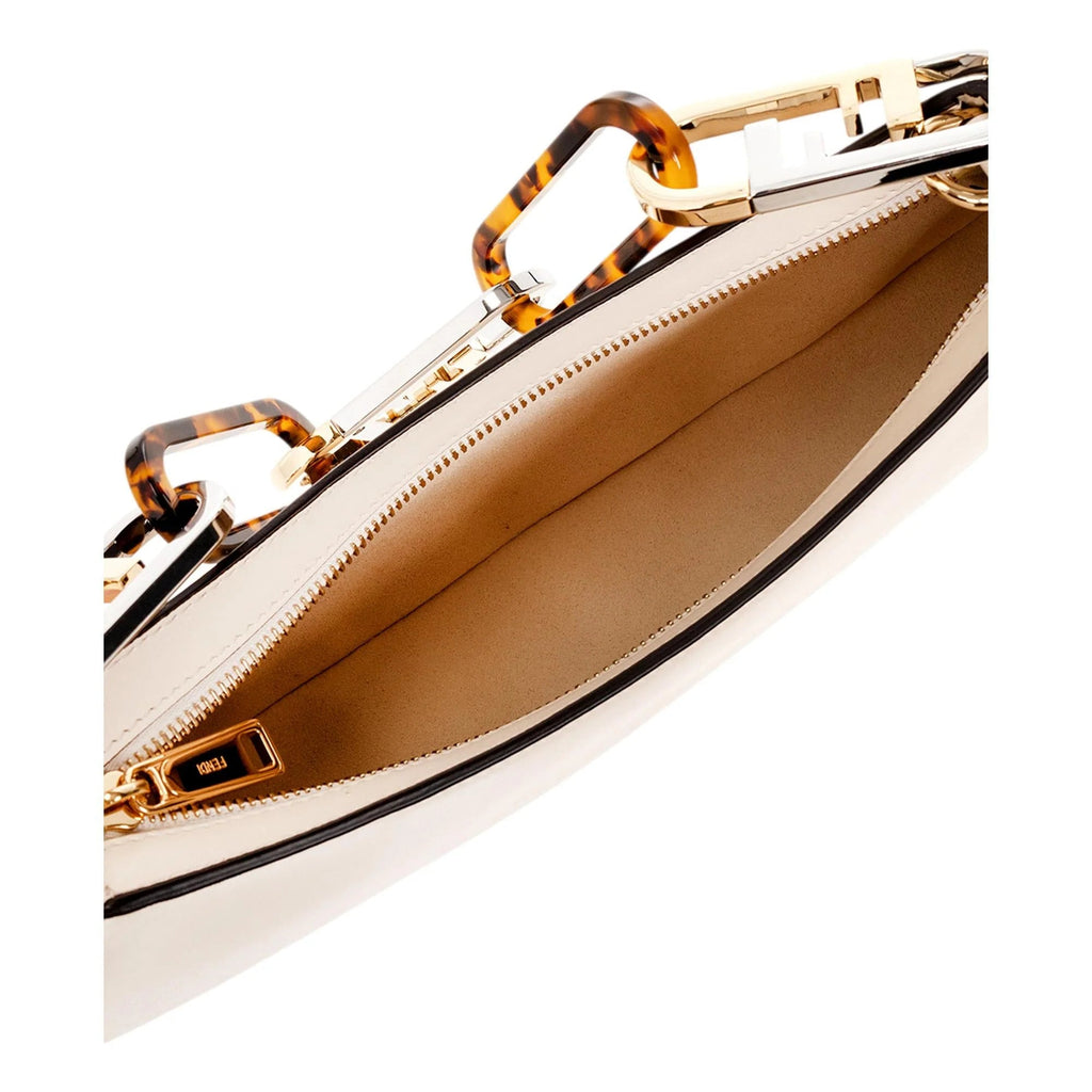 Fendi O'Lock Sizewing Ivory Calfskin Leather Sizehoulder Bag
