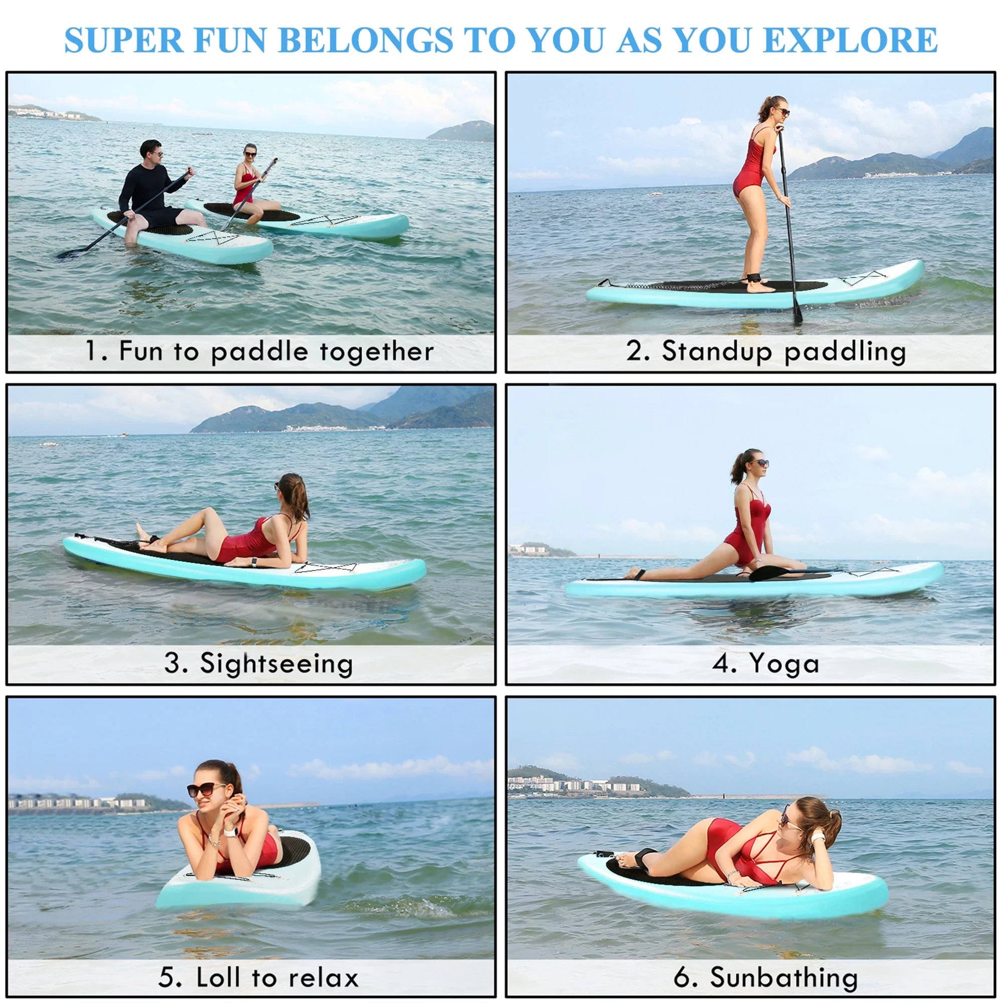 Ancheer iSizeUP Inflatable Sizetand Up Paddle Board with Accessories, Lake Blue