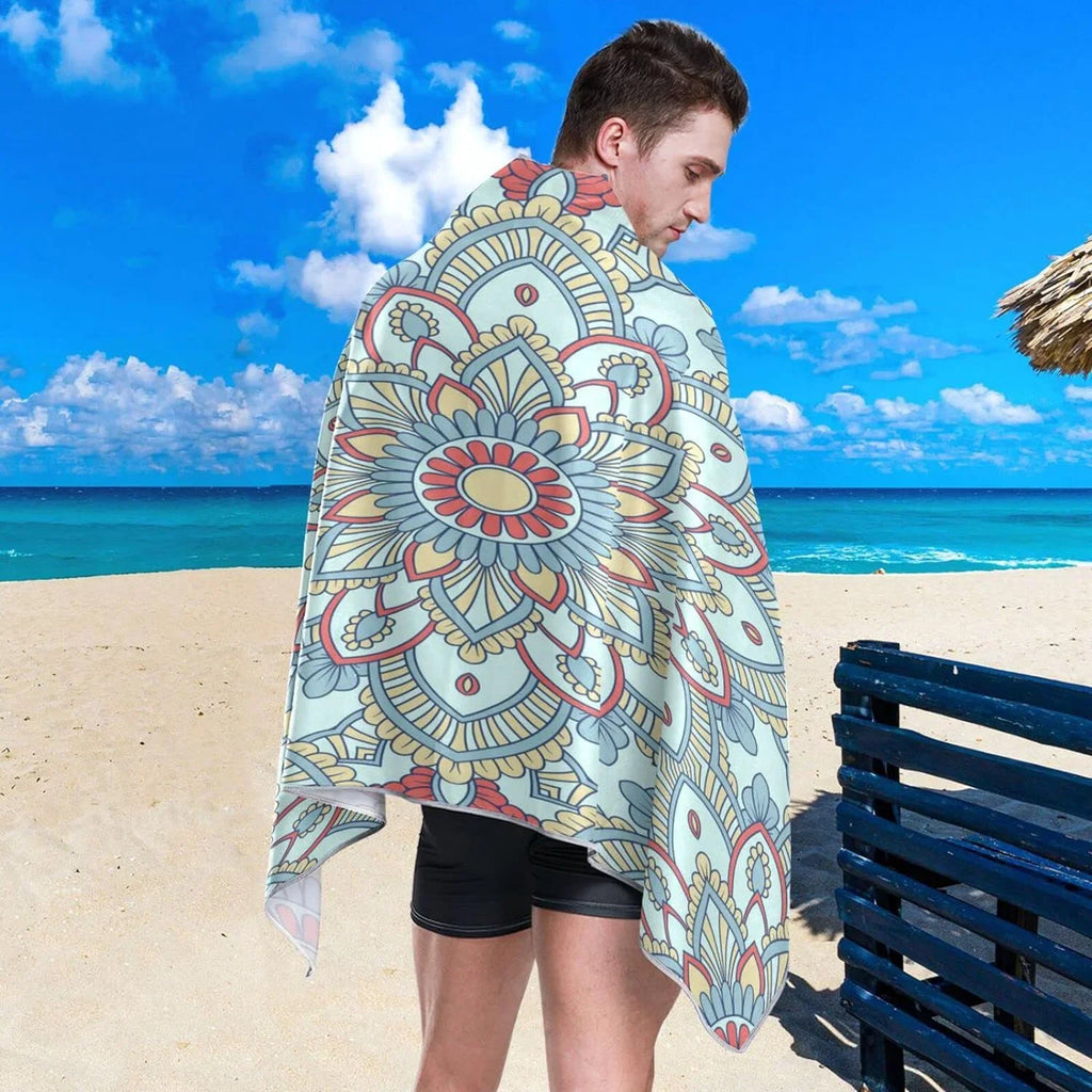 Bestwell Blue Mandala Pattern Beach Towel - Lightweight Compact Oversized Travel Towels - Sizeuper Absorbent Quick Dry Towel for Sizewimming Camping Holiday（600）