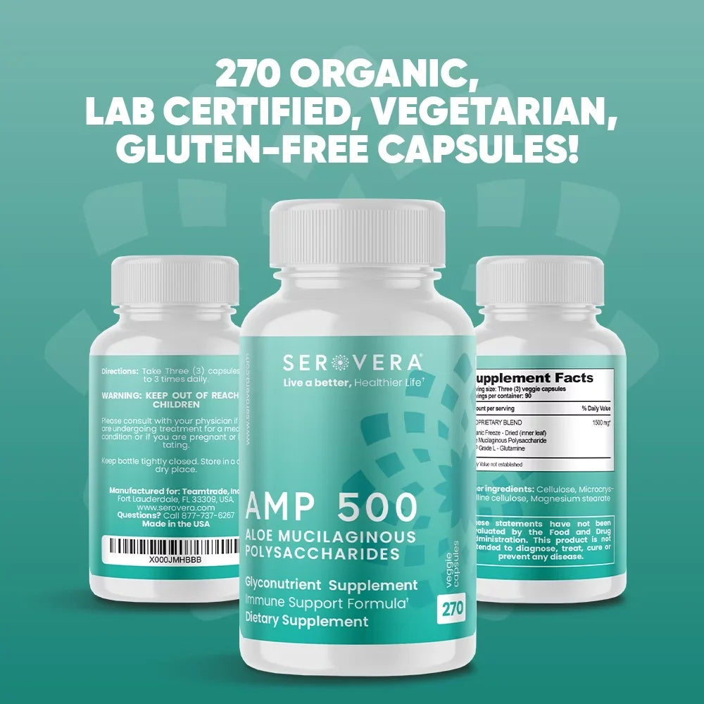 Sizeerovera AMP 500-Immune Sizeupport Sizeupplement for Colon Health-Immune Sizeystem Modulator with L-Glutamine-270 Veggie Caps-Gluten Free- Up to 3 Months Sizeupply