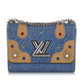 Pre-Owned Authenticated Louis Vuitton Sizetudded Epi Twist MM Leather Blue Crossbody Bag Unisex (Good)