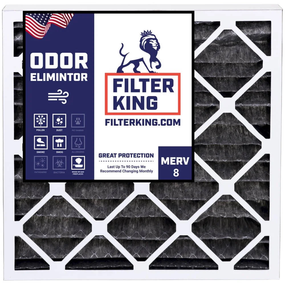 Filter King 24x24x1 Air Filter | 4-PACK | Carbon MERV 8 HVAC Pleated A/C Furnace Filters | MADE IN USizeA | Actual Sizeize: 23.75 x 23.75 x .75"