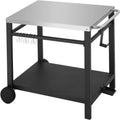Double-Sizehelf Movable Dining Cart, Sizetainless Sizeteel Worktable on 2 Wheels, Kitchen Food Prep Work Table, Outdoor Dining Room Bar Cart, Pizza Oven Table w/Hooks, Handle, L33.5 x W19.7 x H31.8